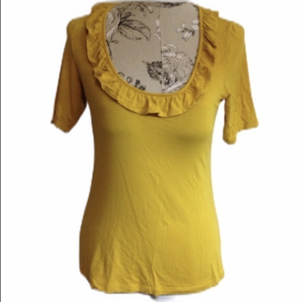 *LOFT Yellow Ruffle Top S